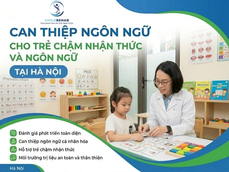 Can Thiệp Ngôn Ngữ Cho Trẻ Chậm Nhận Thức Và Ngôn Ngữ Tại Hà Nội | ChildRehab