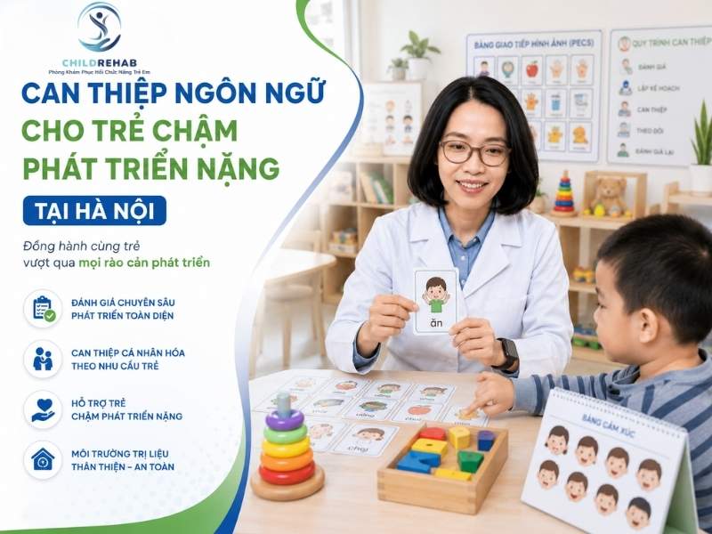 Can Thiệp Ngôn Ngữ Cho Trẻ Chậm Phát Triển Nặng Tại Hà Nội | ChildRehab