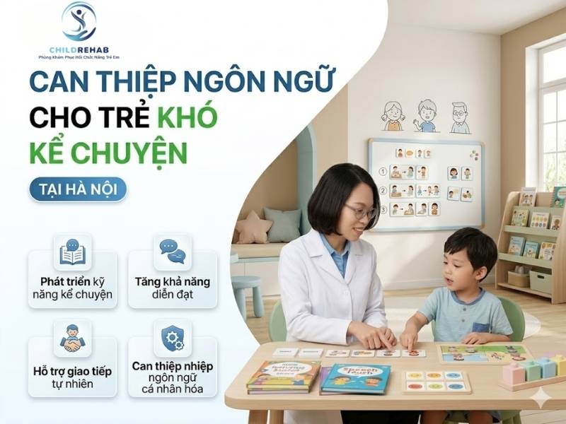 Can Thiệp Ngôn Ngữ Cho Trẻ Khó Kể Chuyện Tại Hà Nội | ChildRehab