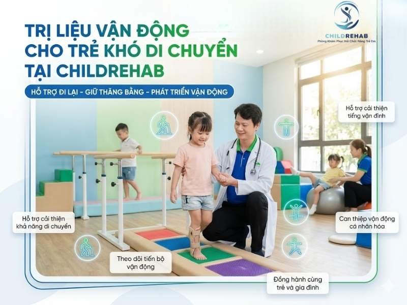 Trị Liệu Vận Động Cho Trẻ Khó Di Chuyển Tại ChildRehab