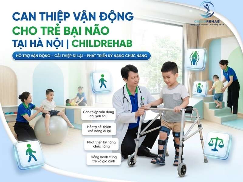 Liệu trình phục hồi chức năng vận động giúp trẻ bại não cải thiện khả năng vận động.