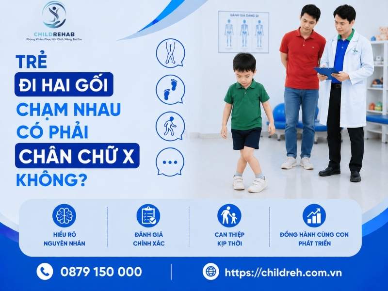 Trẻ đi hai gối chạm nhau có phải chân chữ X không.