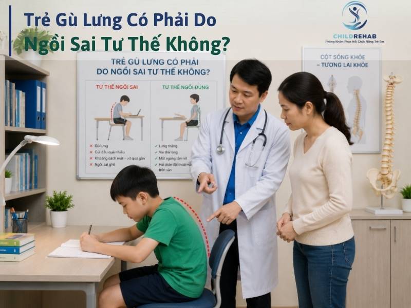 Ngồi sai tư thế có phải nguyên nhân khiến trẻ gù lưng không.
