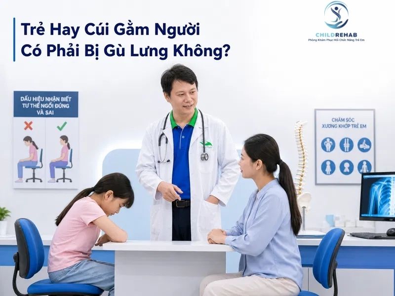 Nhiều phụ huynh khi thấy con thường xuyên khom vai hoặc cúi đầu.