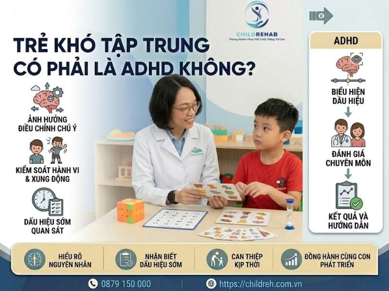 Trẻ khó tập trung có phải đều là tăng động giảm chú ý.